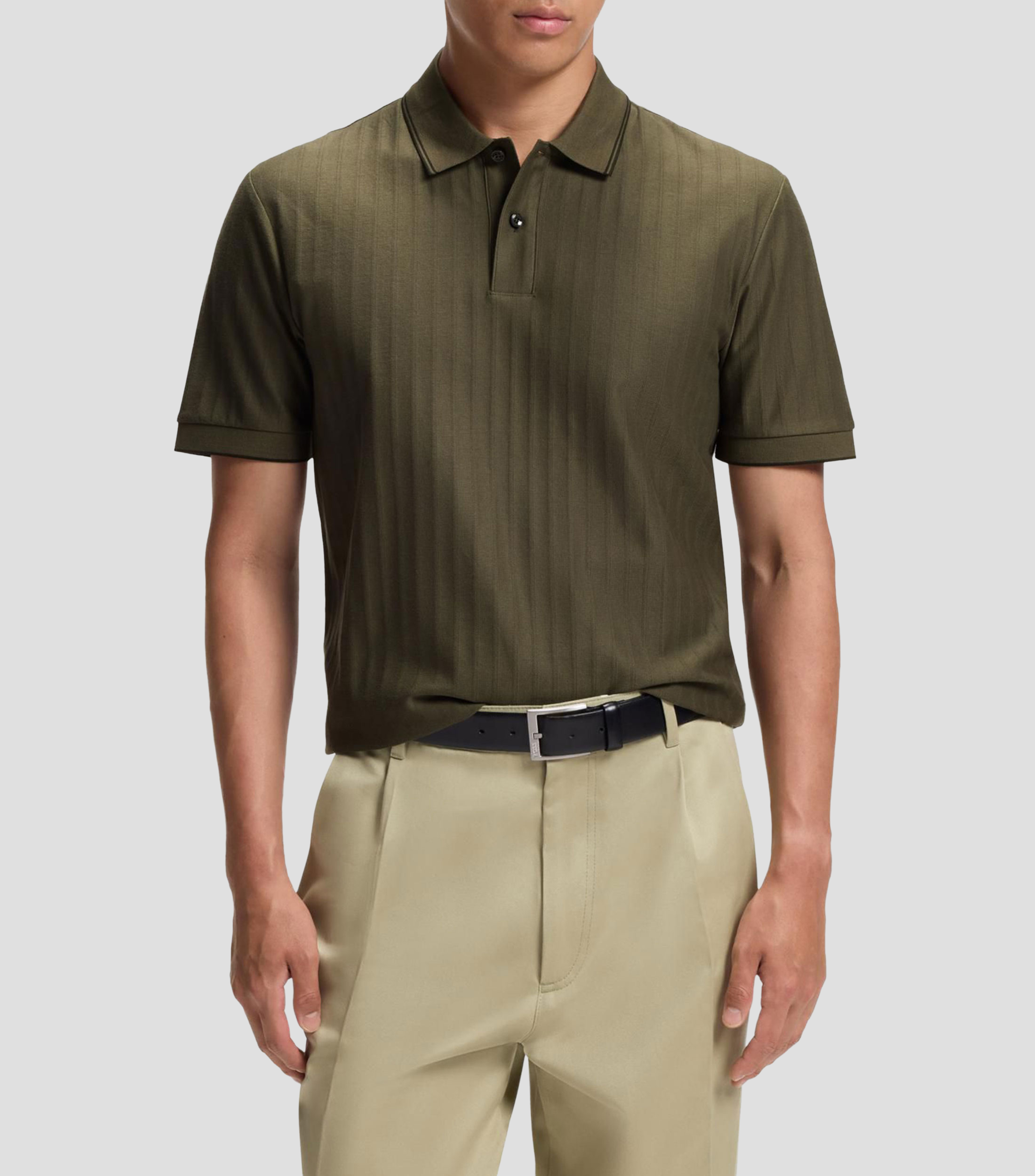 Polo de algodón con detalles de rayas Hombre